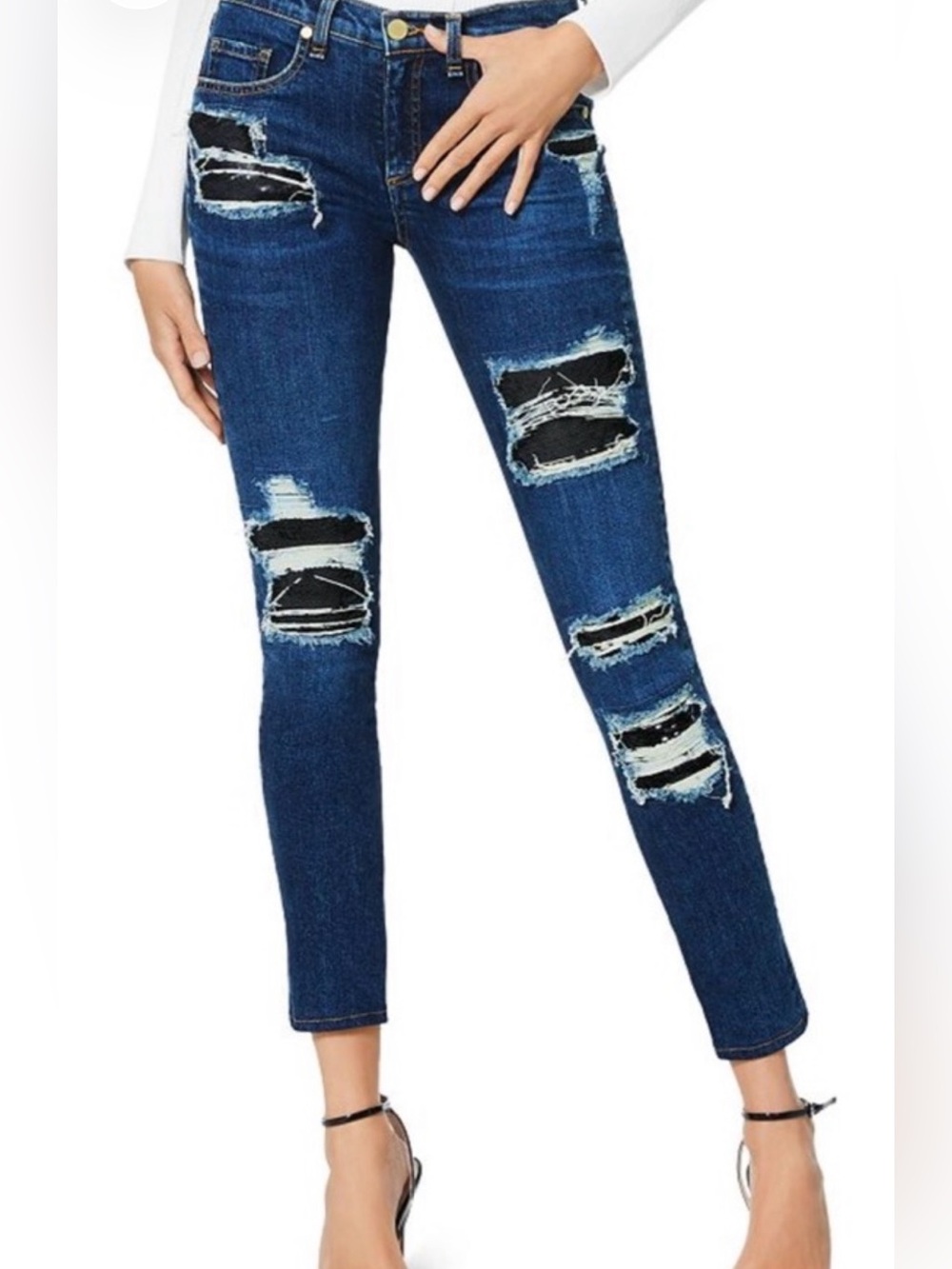 Ramy Brook New York  Dark Blue Distressed Ripped Jeans
